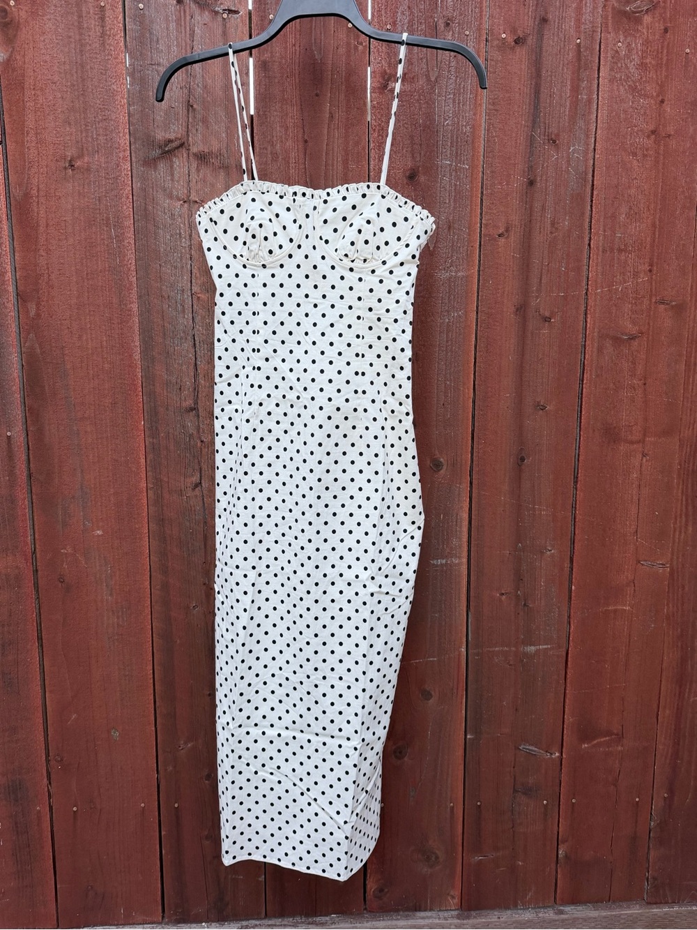 Zara Corset -Style Polka Dot Strap Midi Dress